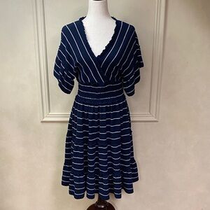 Max Studio V-neck short sleeve striped dress